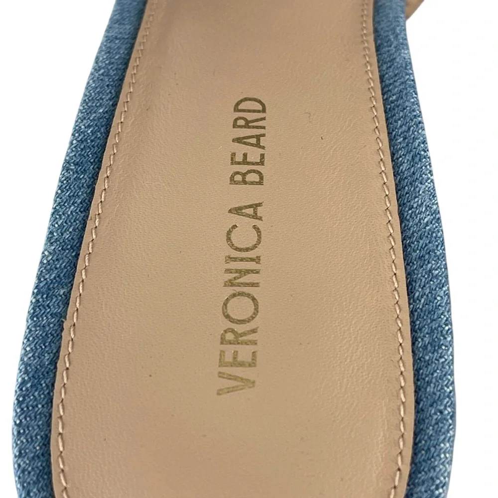 Veronica Beard Ellen Wedge Slide Blue Denim Wedge Sandals Sz. 8.5